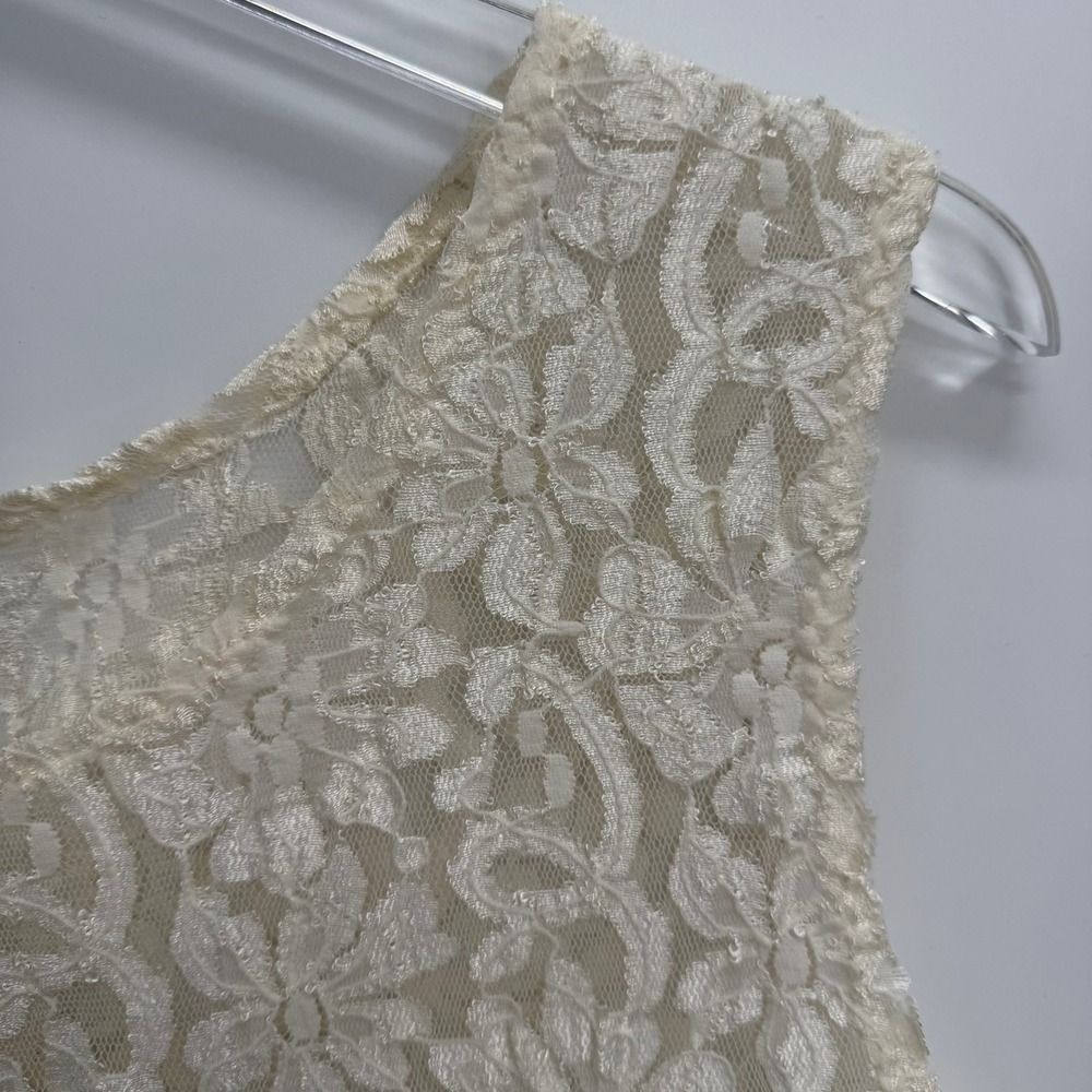Vintage Cinema Etoile Floral Lace Sheer Tank Top Size M Ivory Fairy Whimsigoth - Picture 2 of 8